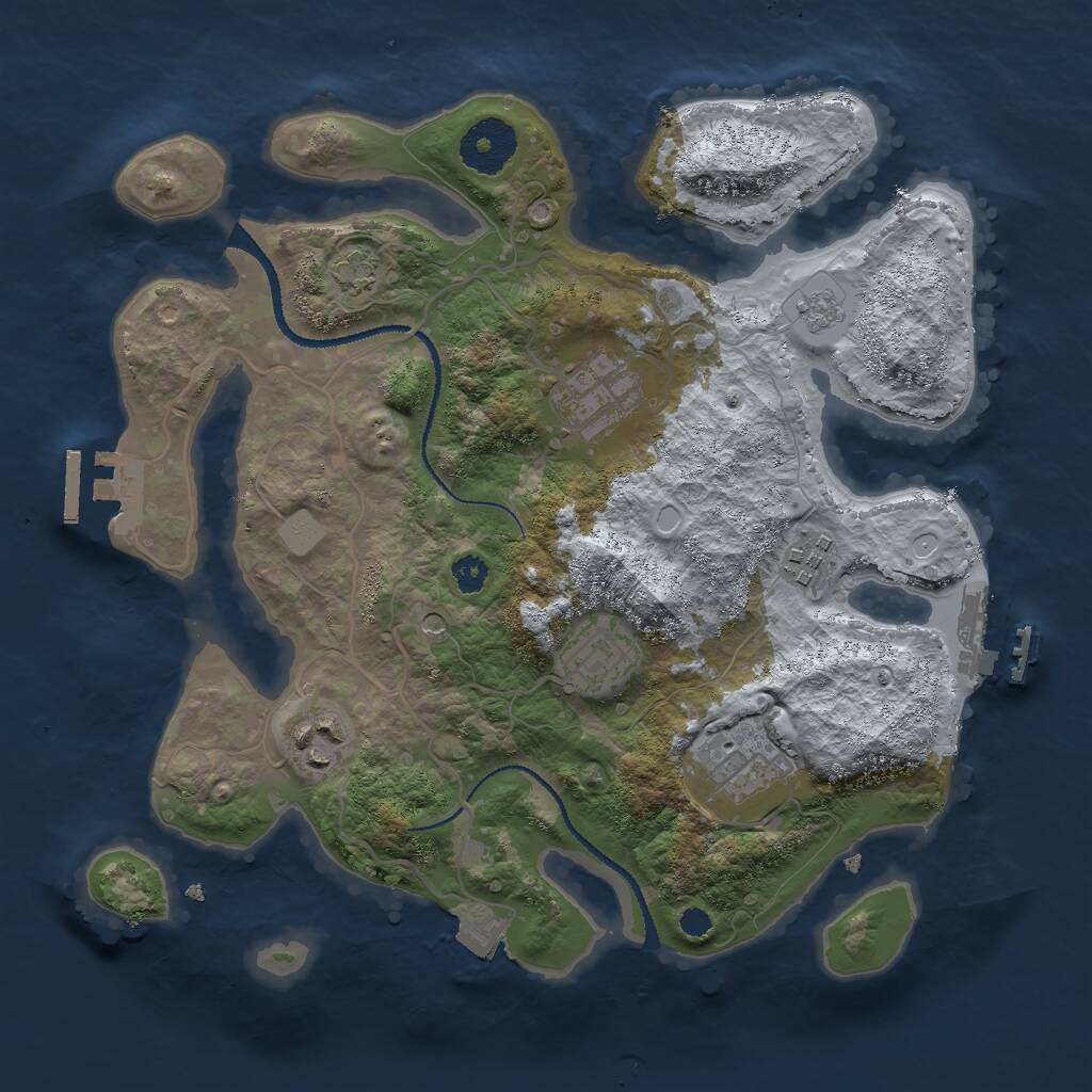 Rust Map: Procedural Map, Size: 3000, Seed: 66833, 11 Monuments