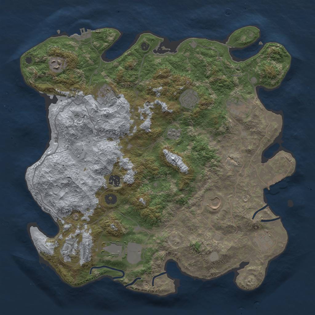 Rust Map: Procedural Map, Size: 4000, Seed: 1687399092, 17 Monuments