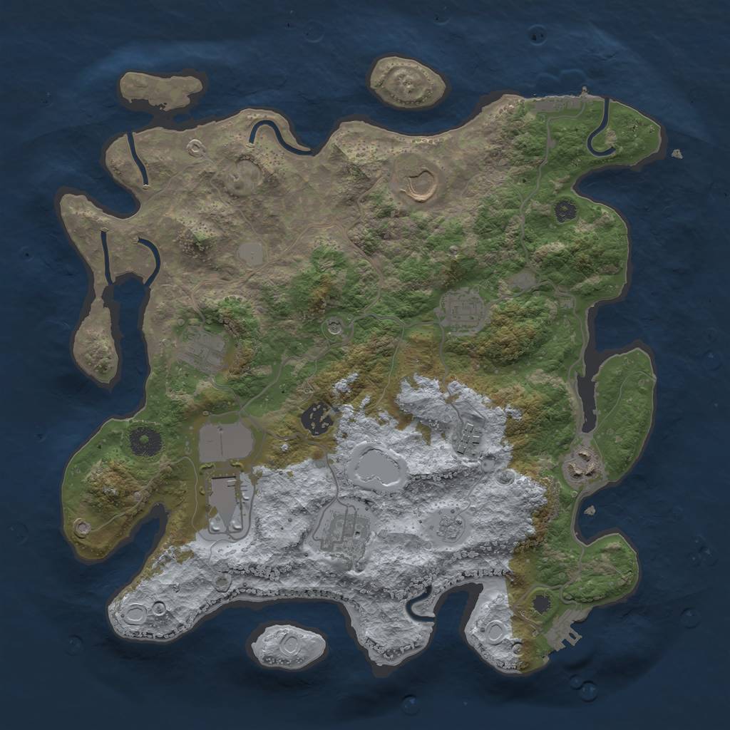 Rust Map: Procedural Map, Size: 3500, Seed: 71393, 15 Monuments