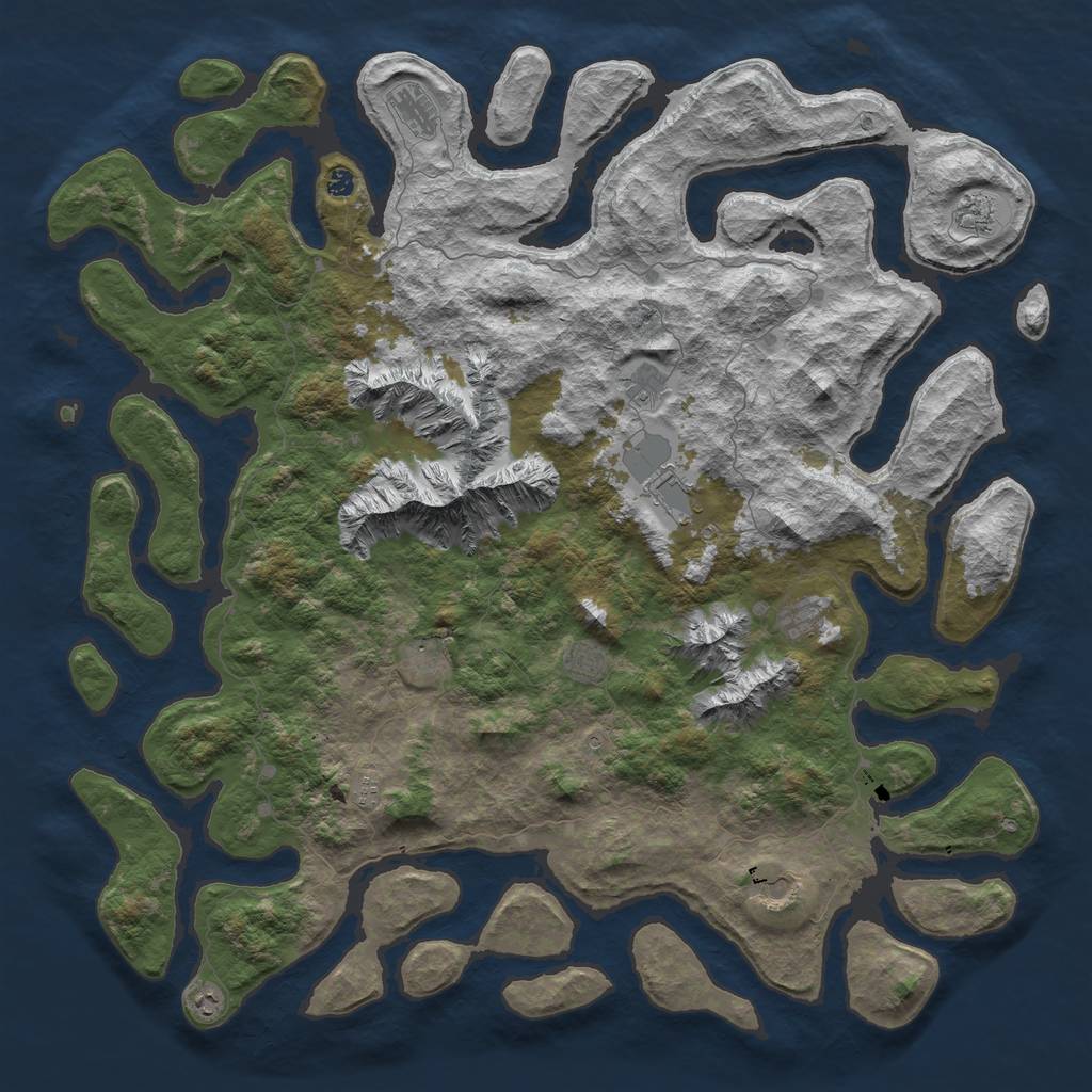 Rust Map: Barren, Size: 6000, Seed: 777, 14 Monuments