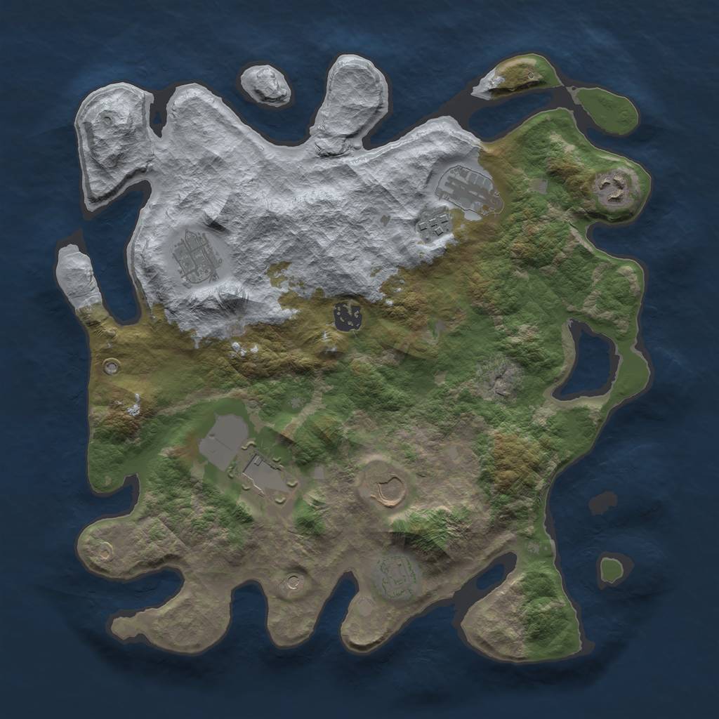 Rust Map: Barren, Size: 3600, Seed: 2051, 11 Monuments