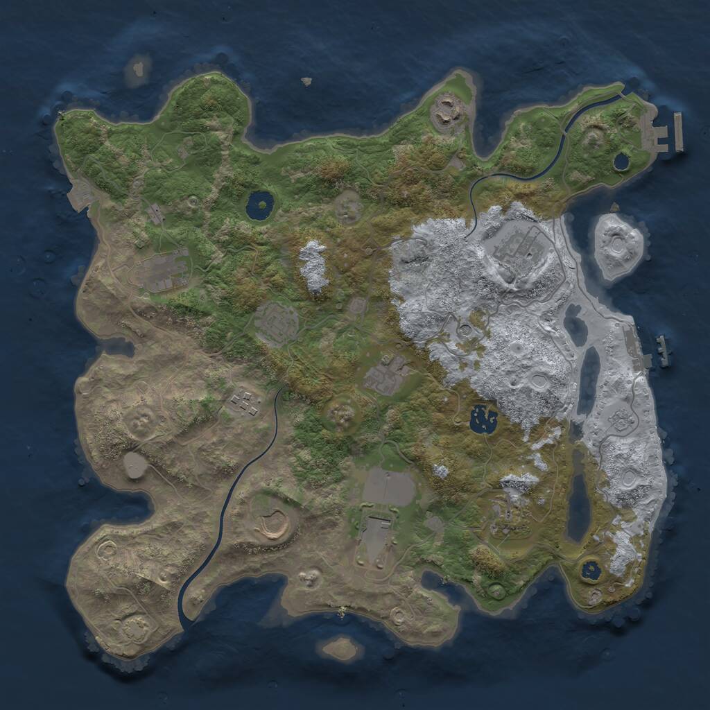 Rust Map: Procedural Map, Size: 3700, Seed: 1754138076, 16 Monuments