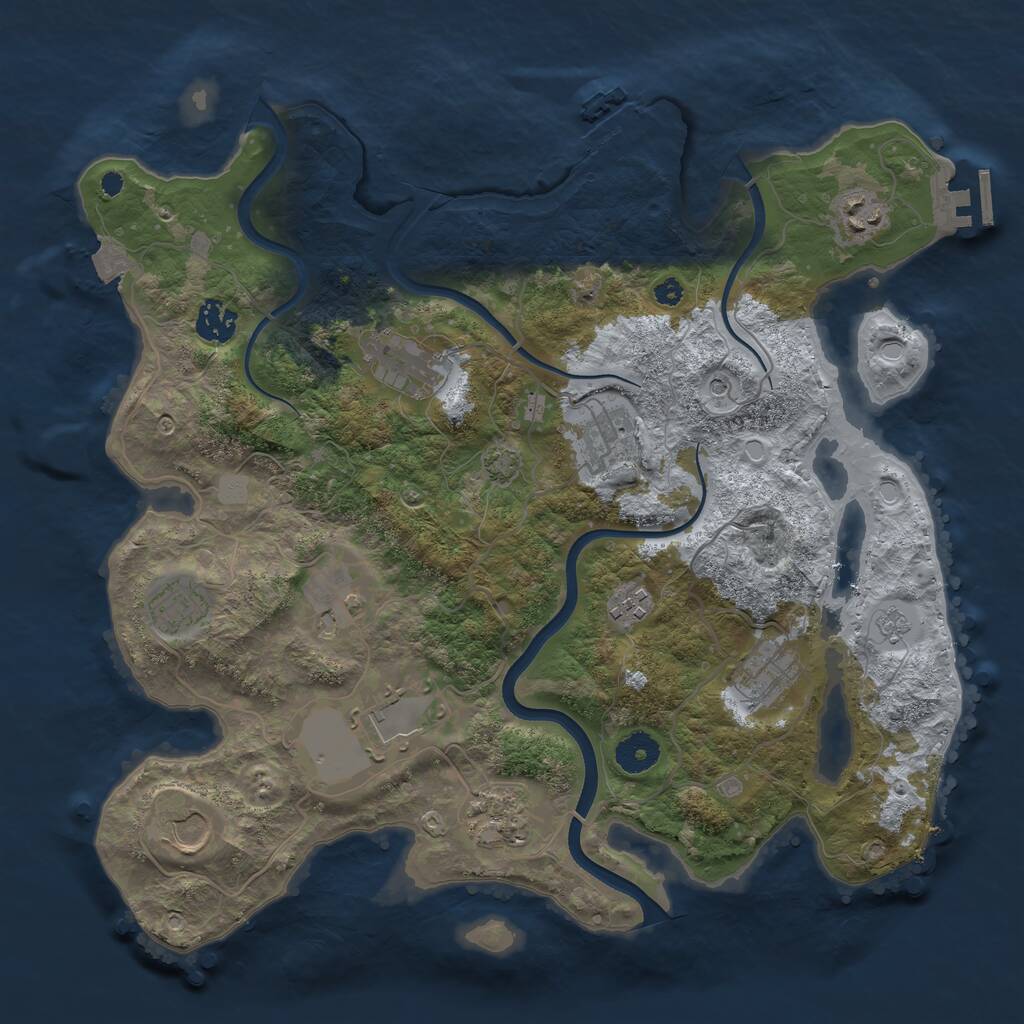 Rust Map: Procedural Map, Size: 3700, Seed: 1754138076, 17 Monuments