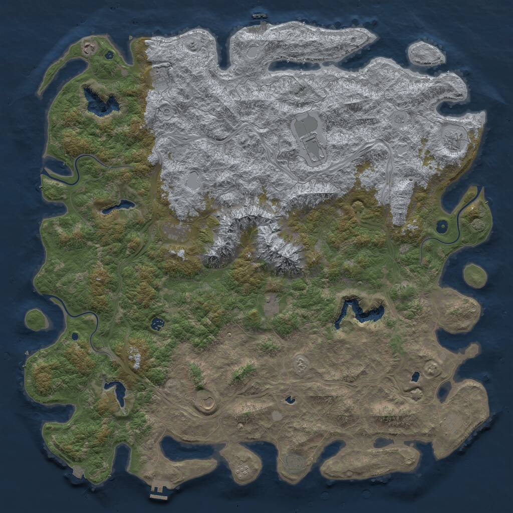 Rust Map: Procedural Map, Size: 6000, Seed: 58, 17 Monuments