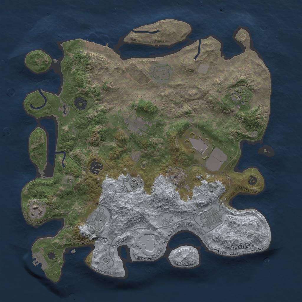 Rust Map: Procedural Map, Size: 3500, Seed: 69069, 16 Monuments