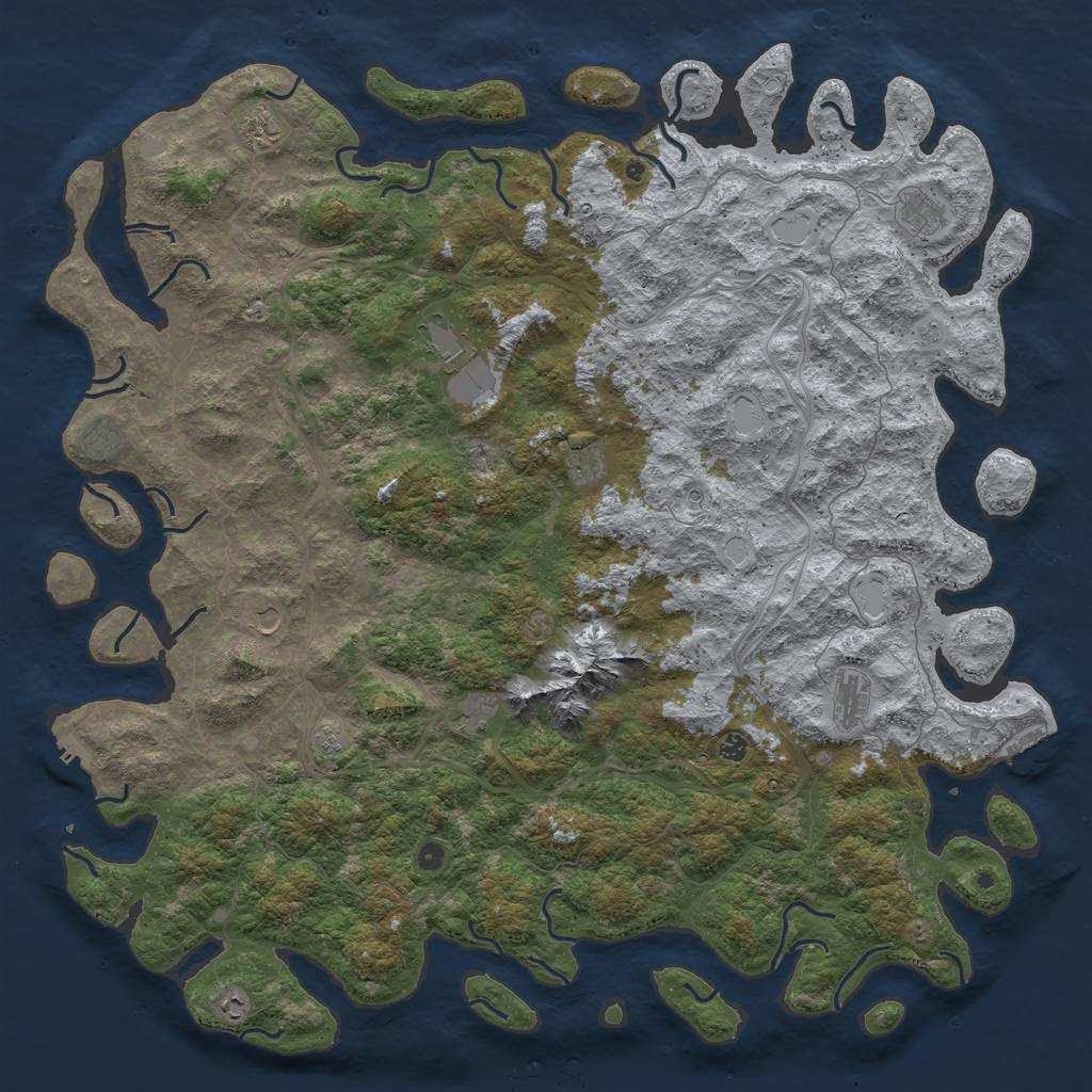 Rust Map: Procedural Map, Size: 6000, Seed: 45687786, 18 Monuments
