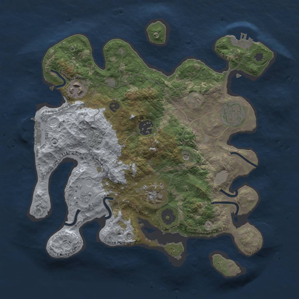 Rust Map: Procedural Map, Size: 3000, Seed: 993186401, 12 Monuments