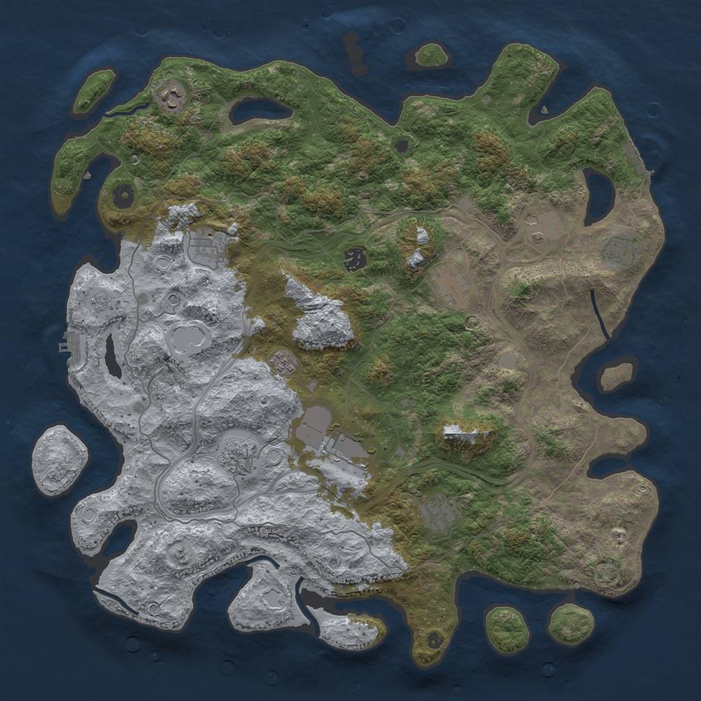 Rust Map: Procedural Map, Size: 4500, Seed: 1836, 18 Monuments