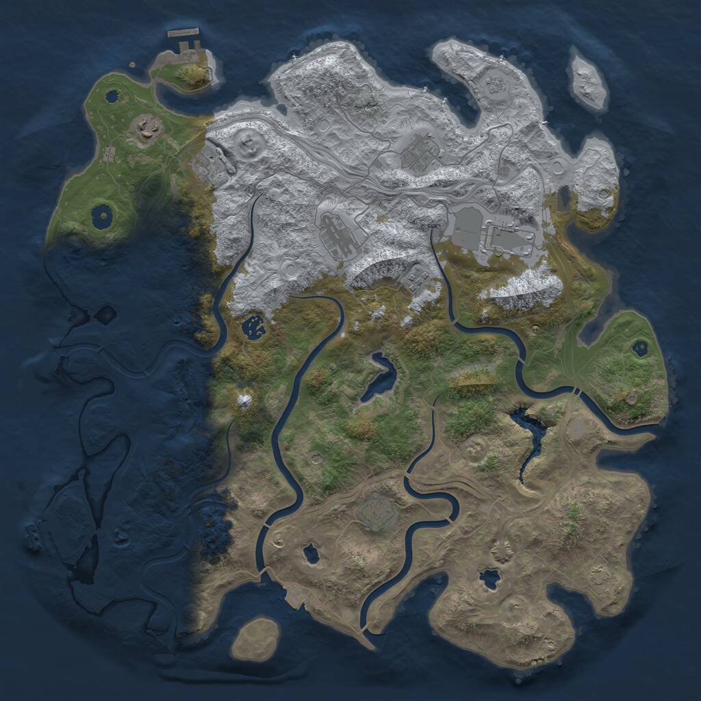 Rust Map: Procedural Map, Size: 4500, Seed: 63299640, 14 Monuments