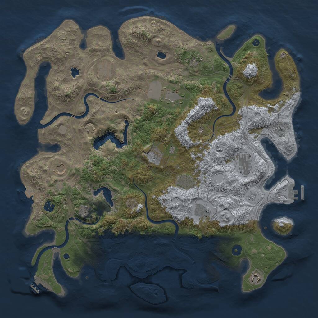 Rust Map: Procedural Map, Size: 4500, Seed: 1883433488, 17 Monuments