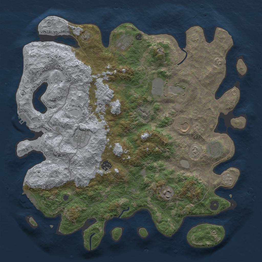 Rust Map: Procedural Map, Size: 4000, Seed: 1673808970, 16 Monuments