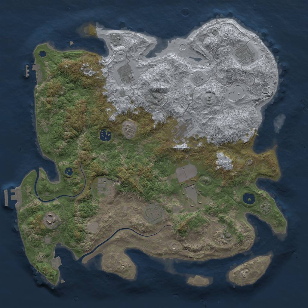 Rust Map: Procedural Map, Size: 3850, Seed: 514501614, 16 Monuments