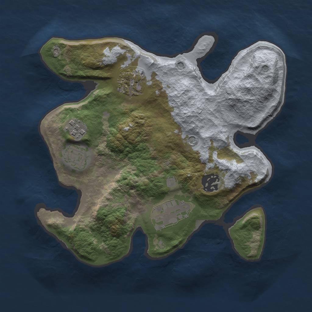 Rust Map: Barren, Size: 2511, Seed: 1014728333, 8 Monuments