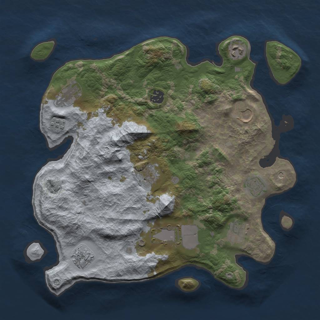 Rust Map: Barren, Size: 3500, Seed: 121, 13 Monuments