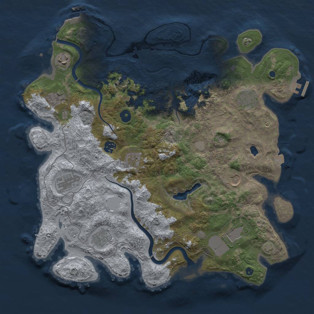 Rust Map: Procedural Map, Size: 4000, Seed: 918273645, 16 Monuments