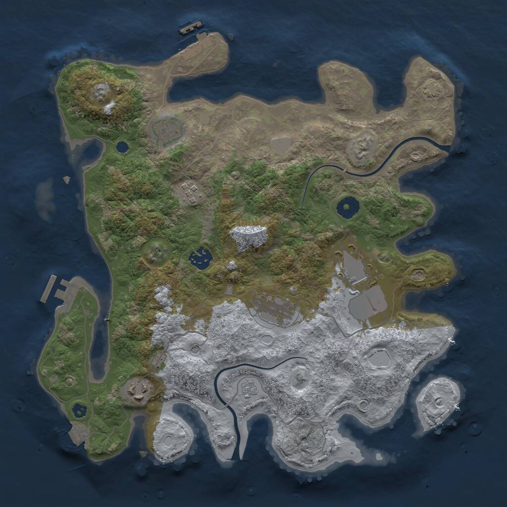 Rust Map: Procedural Map, Size: 3500, Seed: 1505252, 12 Monuments