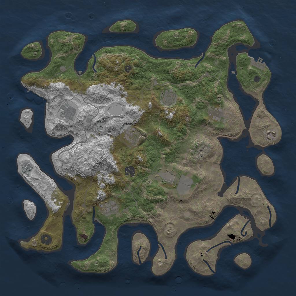 Rust Map: Procedural Map, Size: 4100, Seed: 4925455, 17 Monuments