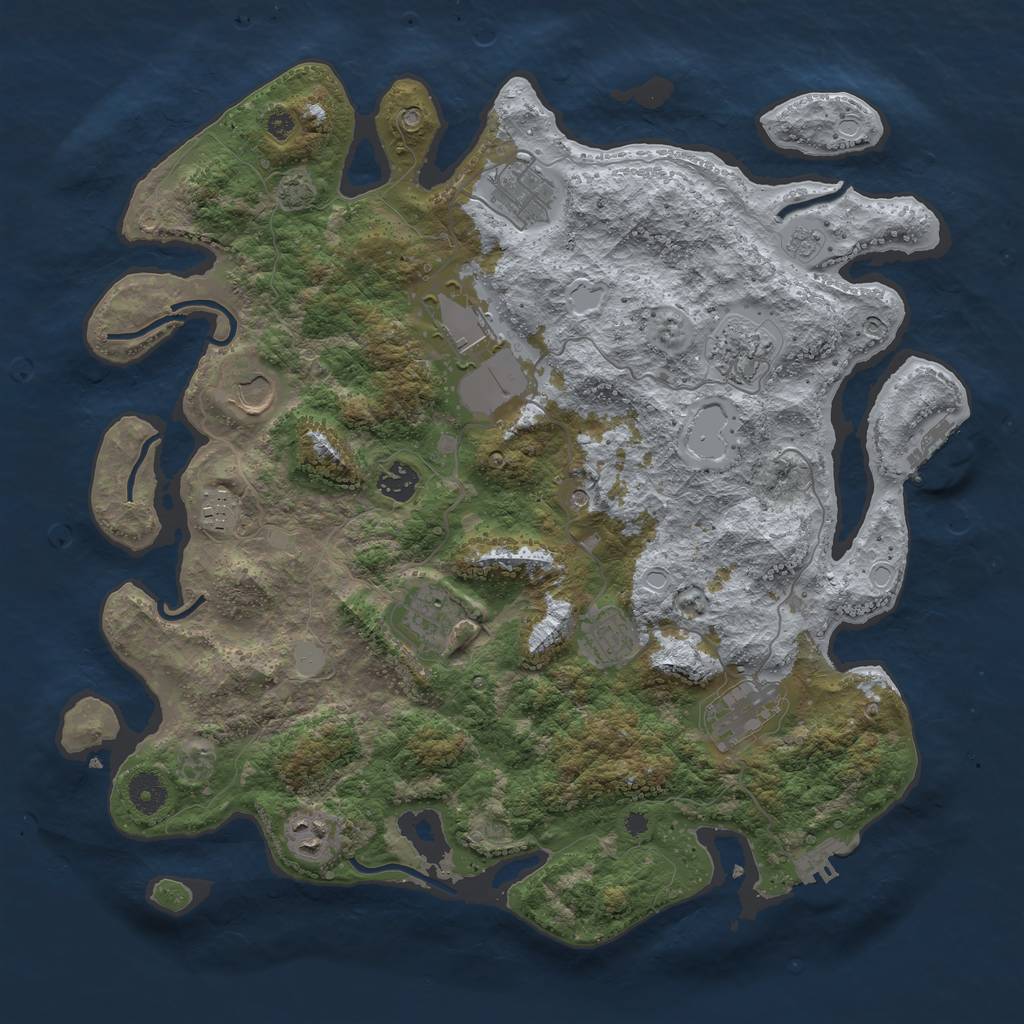 Rust Map: Procedural Map, Size: 3950, Seed: 342415372, 18 Monuments