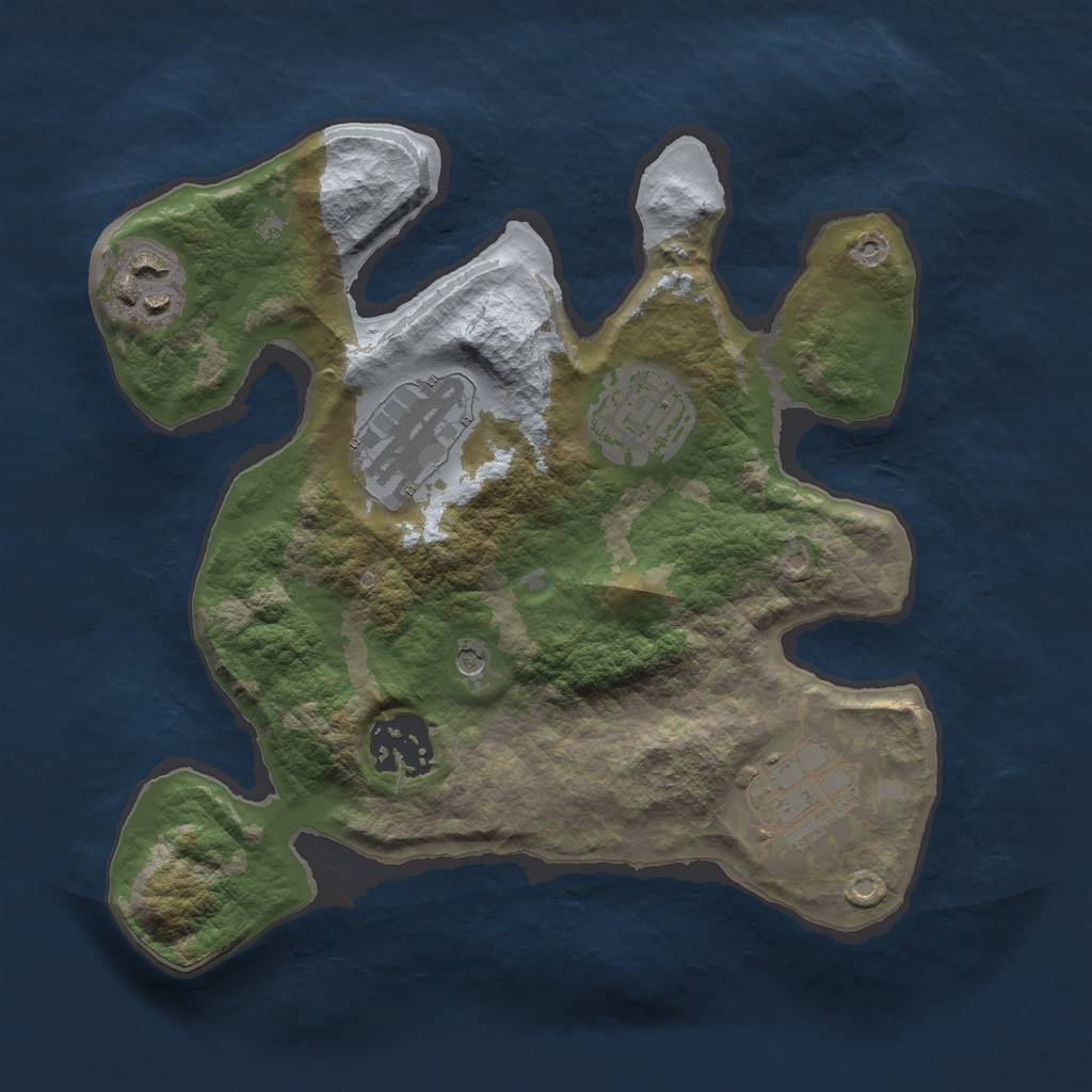 Rust Map: Barren, Size: 2500, Seed: 123476, 8 Monuments