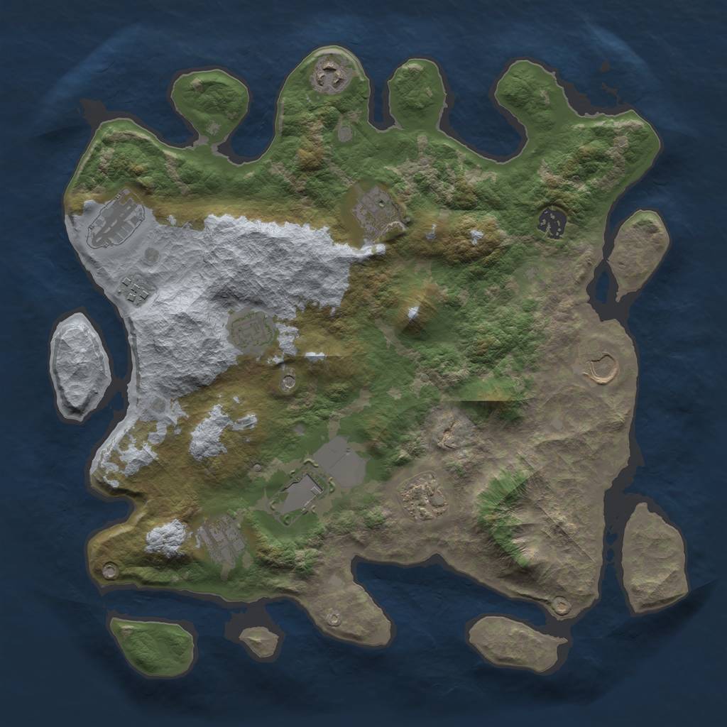Rust Map: Barren, Size: 3700, Seed: 530913693, 13 Monuments
