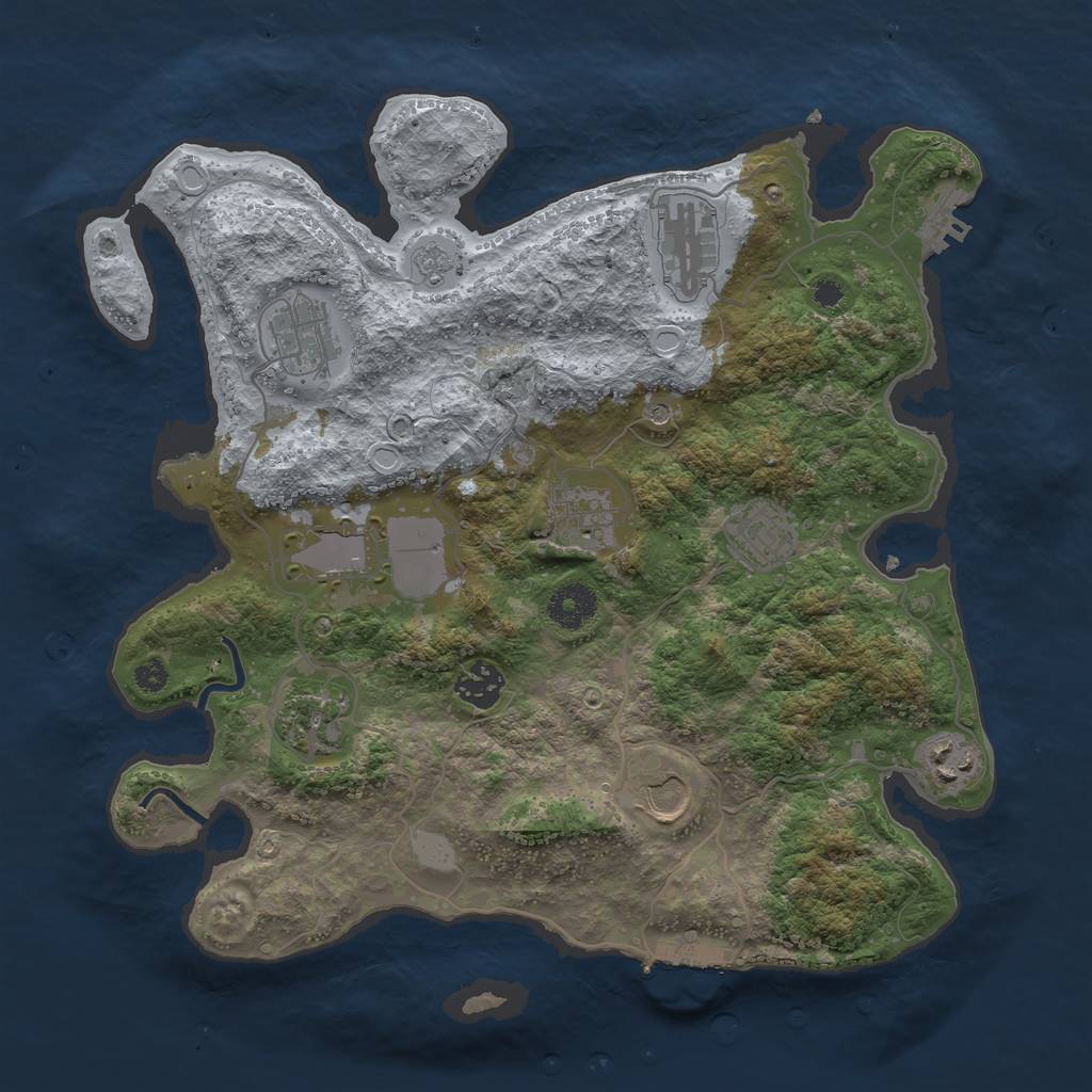Rust Map: Procedural Map, Size: 3500, Seed: 504571, 16 Monuments