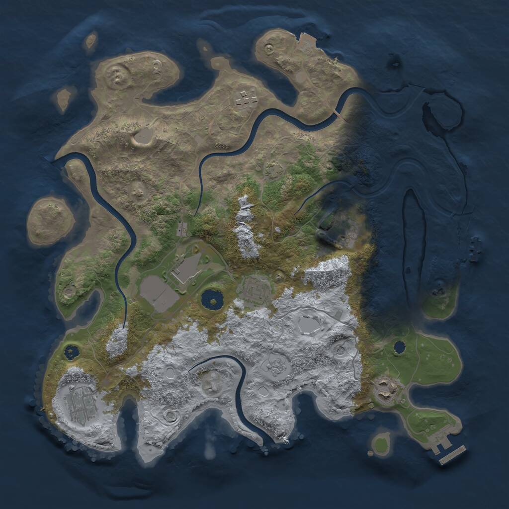 Rust Map: Procedural Map, Size: 3500, Seed: 2002, 12 Monuments