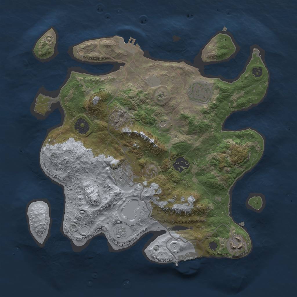 Rust Map: Procedural Map, Size: 3000, Seed: 514775820, 11 Monuments