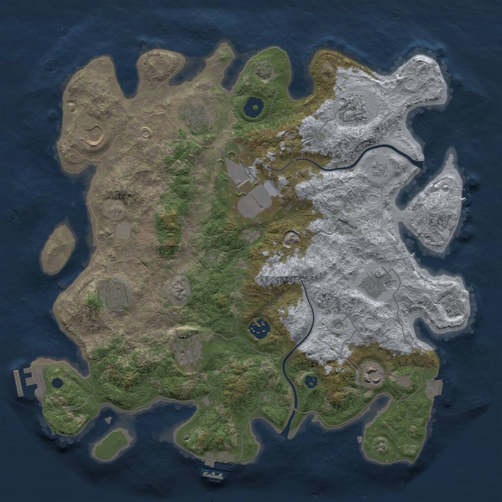 Rust Map: Procedural Map, Size: 3800, Seed: 16755, 16 Monuments
