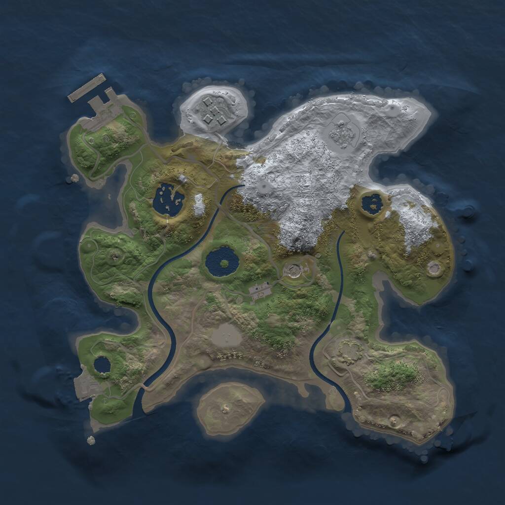 Rust Map: Procedural Map, Size: 2434, Seed: 13825, 7 Monuments