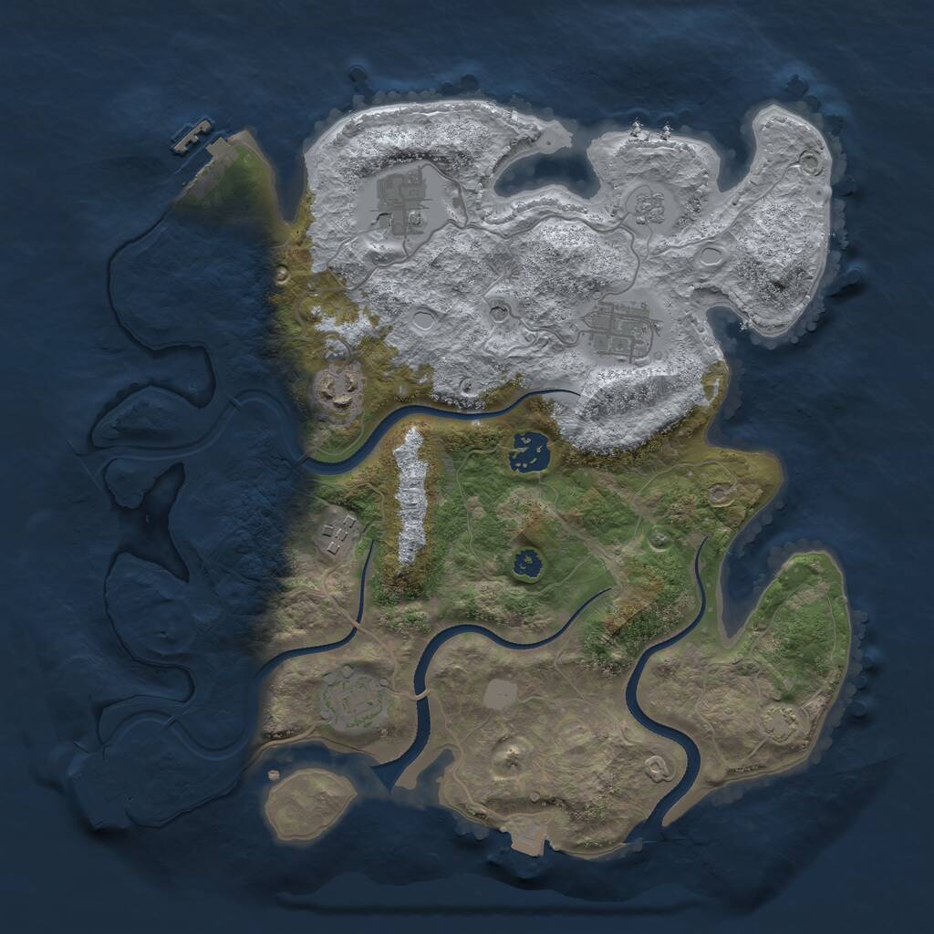 Rust Map: Procedural Map, Size: 3341, Seed: 13825, 12 Monuments