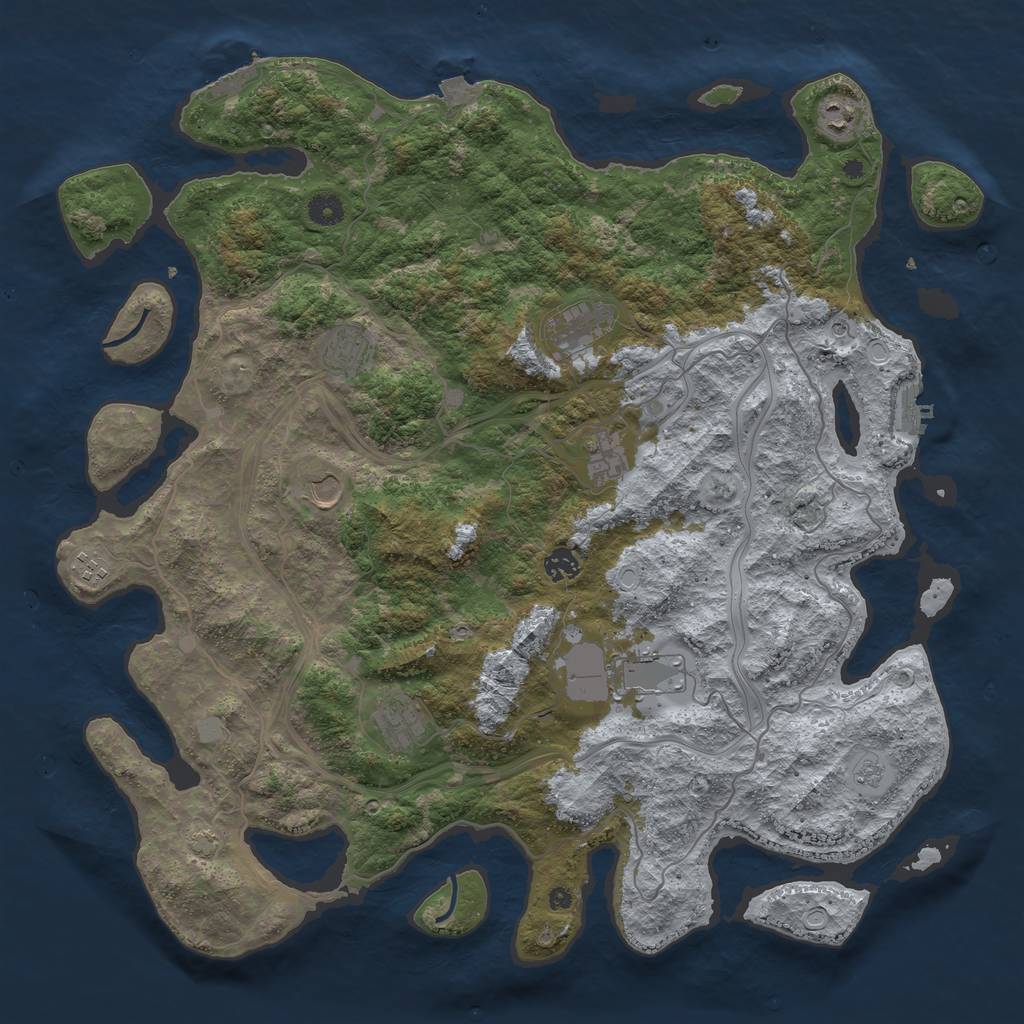 Rust Map: Procedural Map, Size: 4500, Seed: 225439275, 17 Monuments
