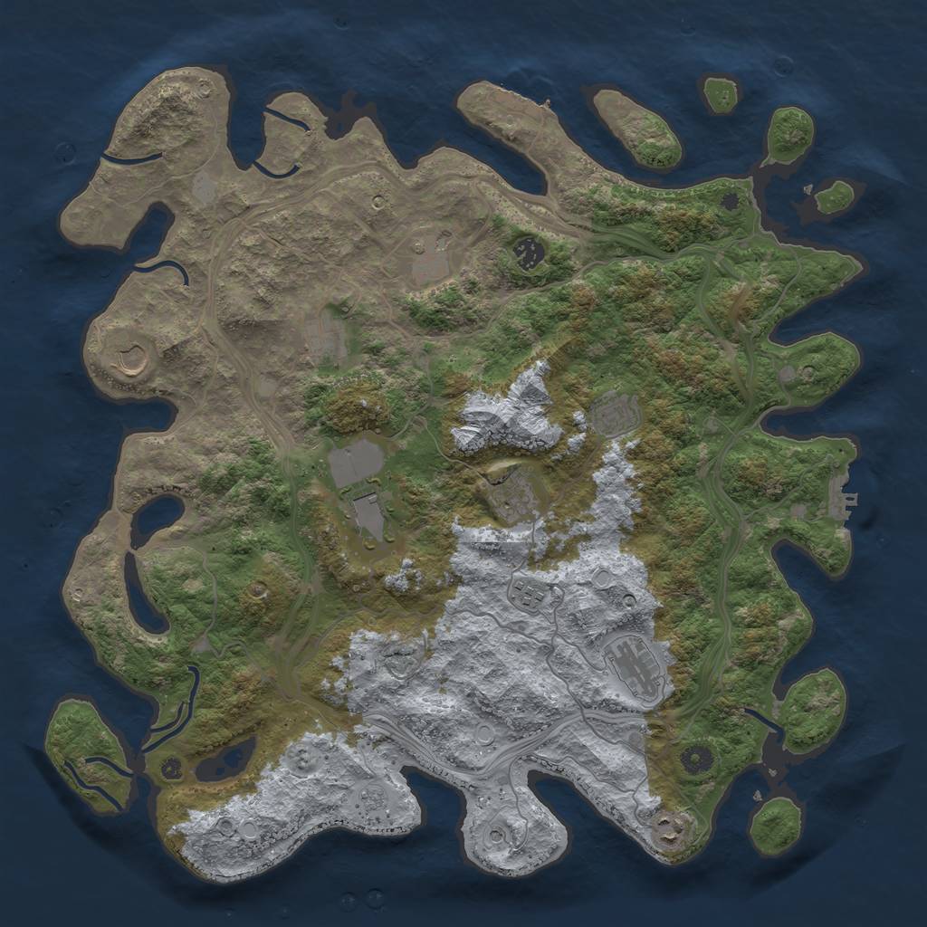 Rust Map: Procedural Map, Size: 4500, Seed: 722066541, 17 Monuments