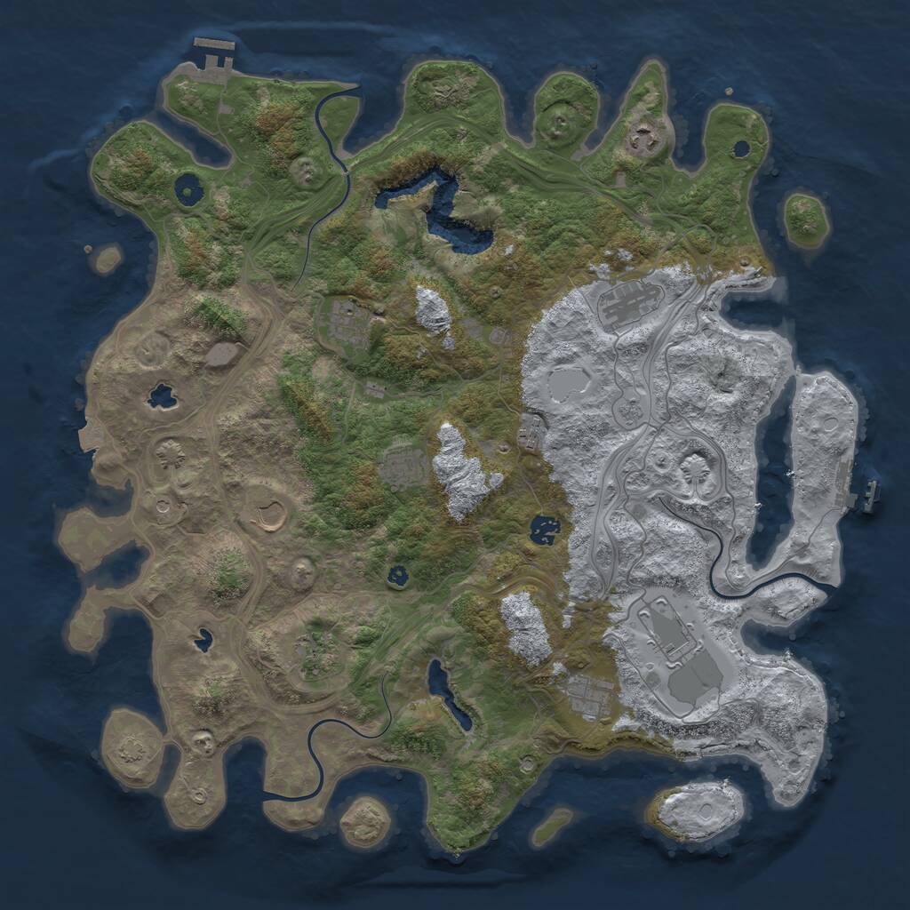 Rust Map: Procedural Map, Size: 4500, Seed: 111110, 16 Monuments