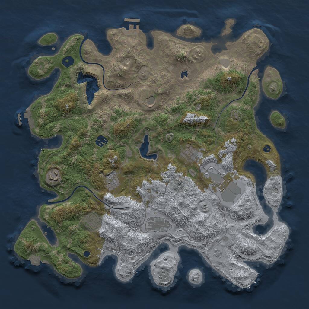 Rust Map: Procedural Map, Size: 4096, Seed: 101110, 15 Monuments