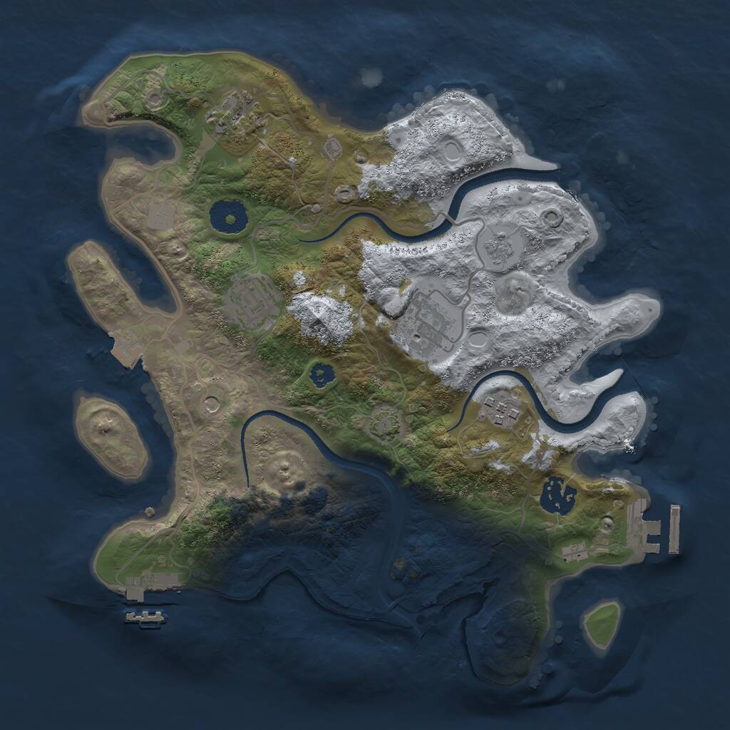 Rust Map: Procedural Map, Size: 3000, Seed: 1127294562, 11 Monuments