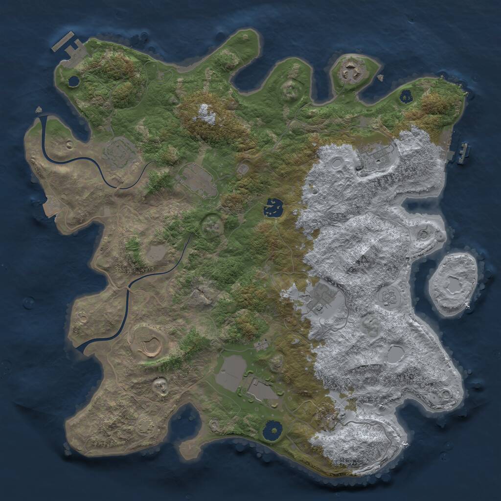 Rust Map: Procedural Map, Size: 3800, Seed: 556221, 15 Monuments