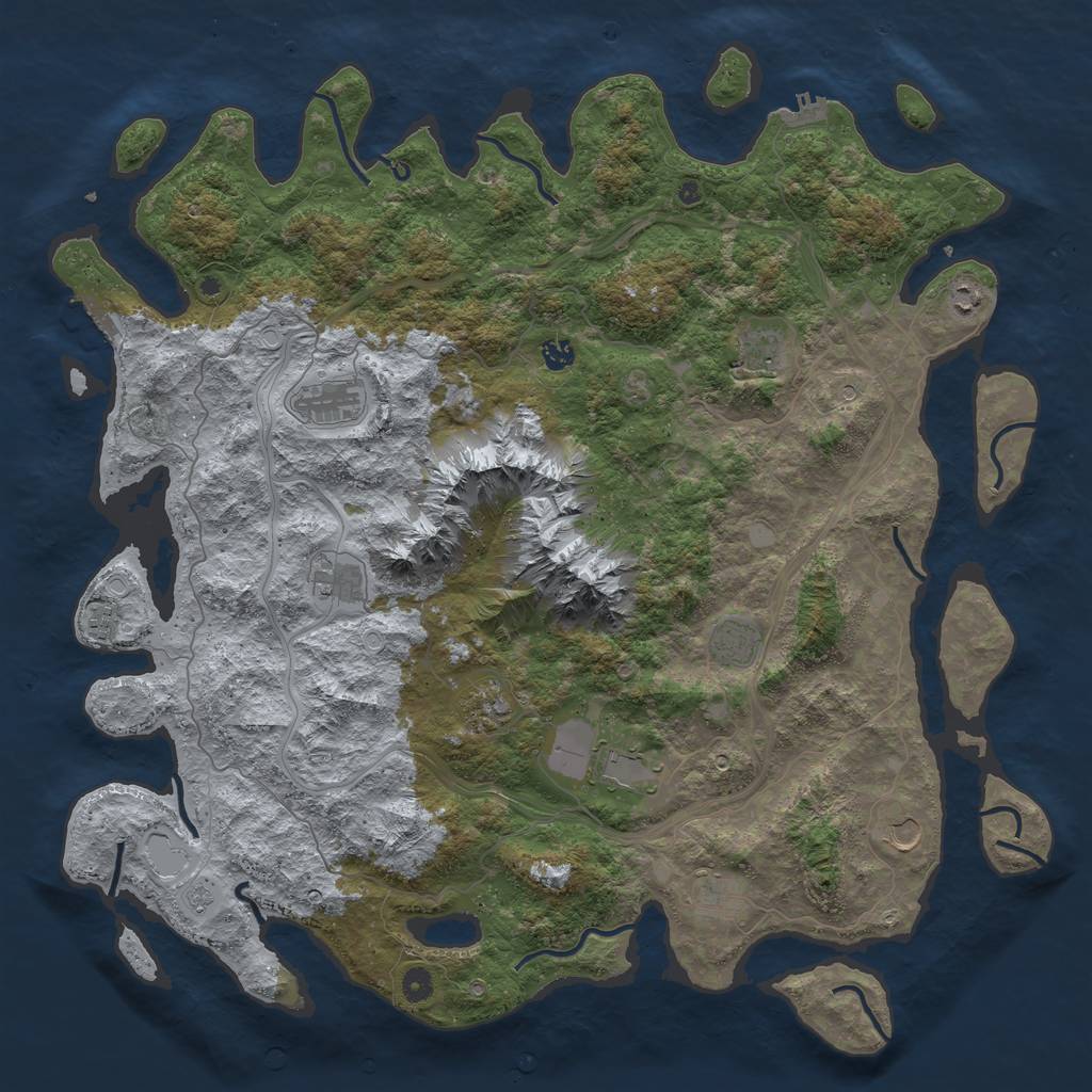 Rust Map: Procedural Map, Size: 5000, Seed: 5254, 18 Monuments