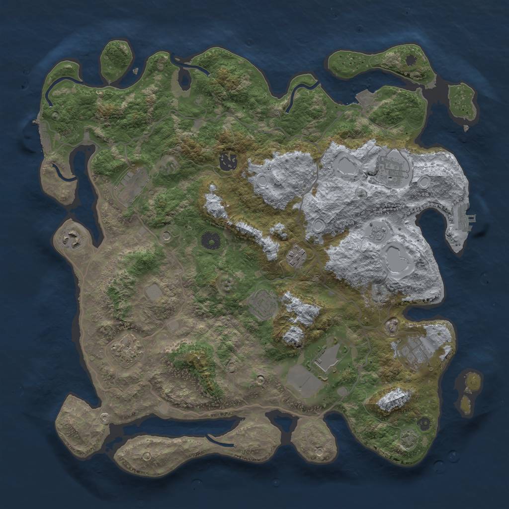 Rust Map: Procedural Map, Size: 4000, Seed: 4347173, 17 Monuments