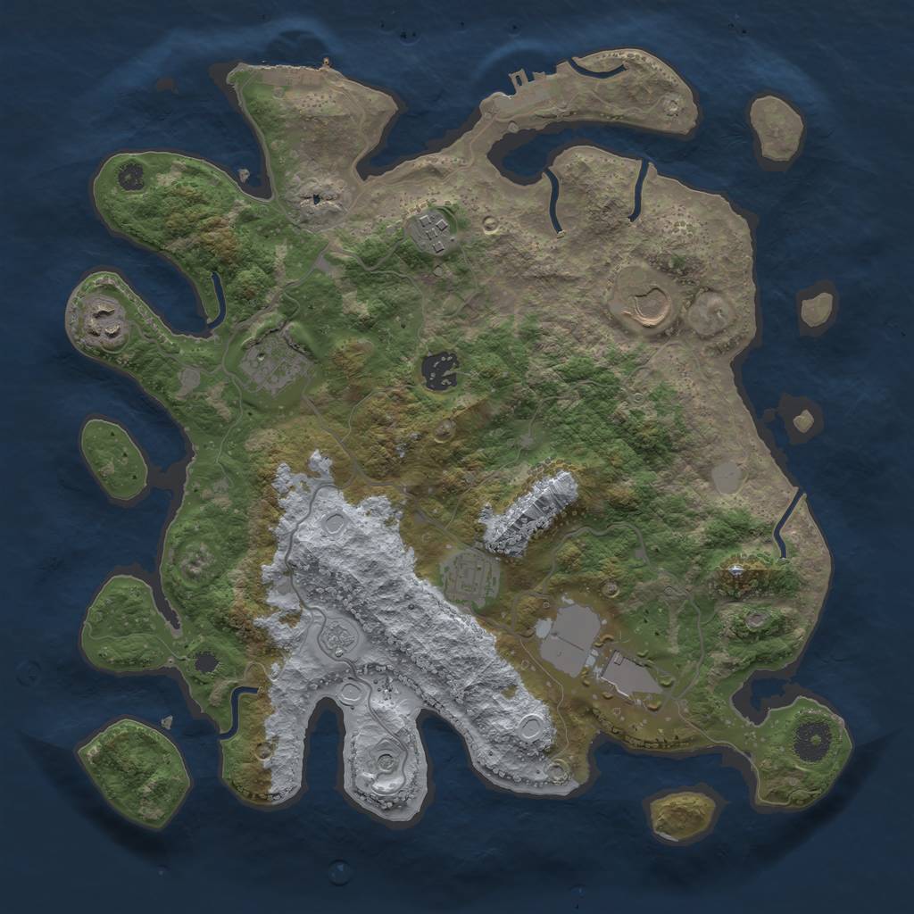 Rust Map: Procedural Map, Size: 3500, Seed: 185566530, 14 Monuments