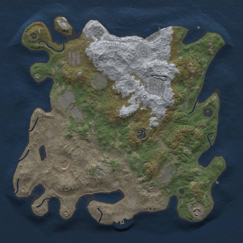 Rust Map: Procedural Map, Size: 3750, Seed: 23456766, 16 Monuments