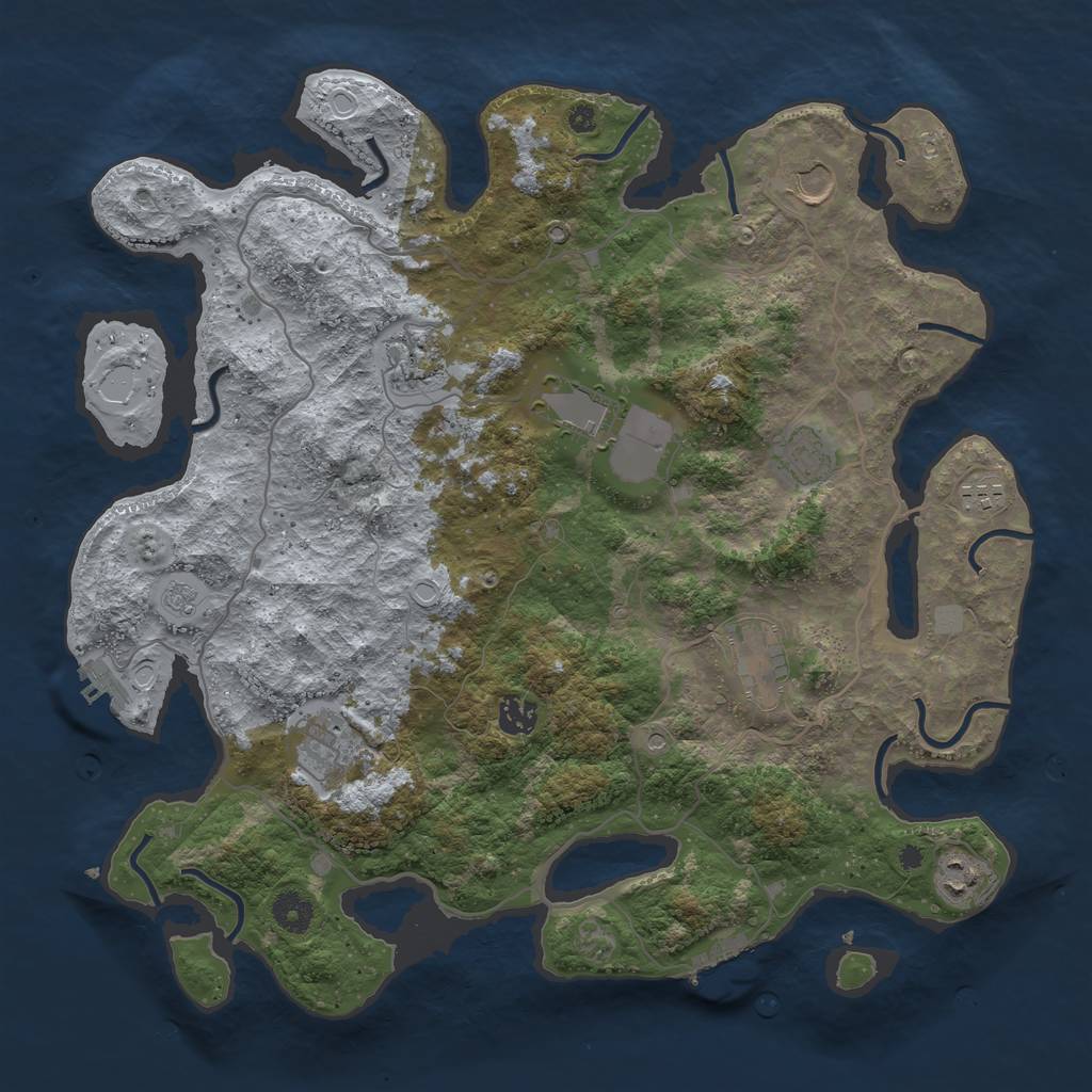Rust Map: Procedural Map, Size: 4000, Seed: 25024, 16 Monuments