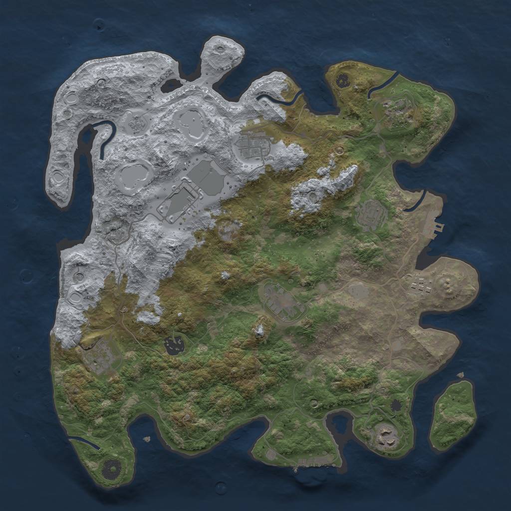 Rust Map: Procedural Map, Size: 3800, Seed: 91110, 16 Monuments