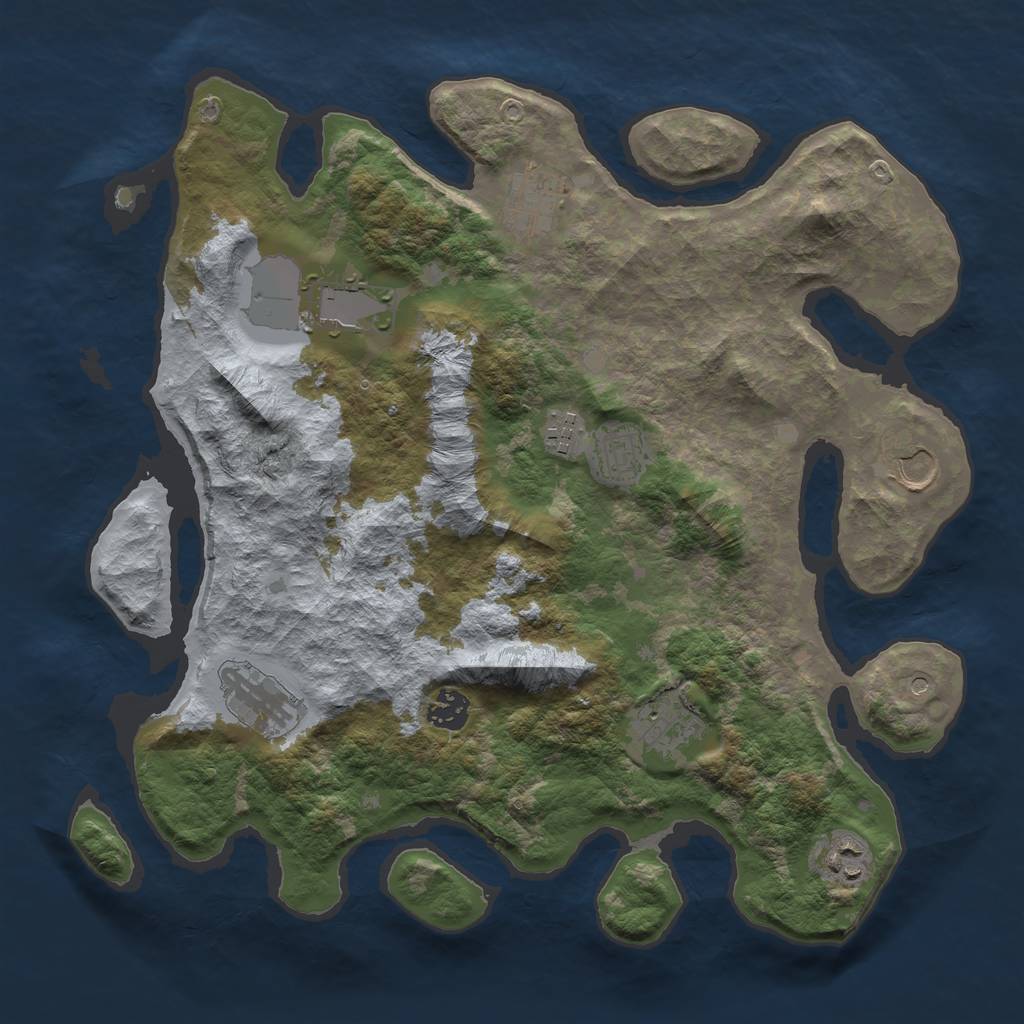 Rust Map: Barren, Size: 3700, Seed: 862244127, 12 Monuments