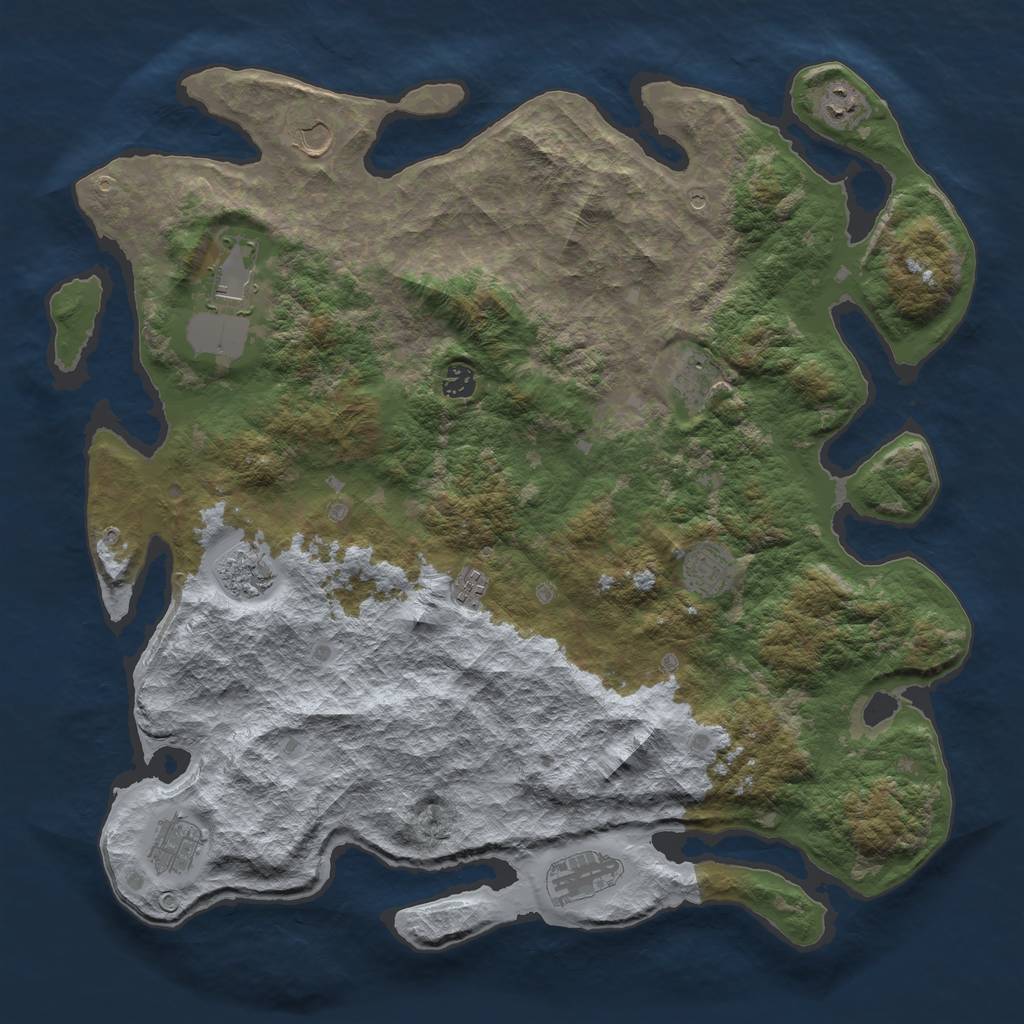 Rust Map: Barren, Size: 4500, Seed: 57255454, 13 Monuments