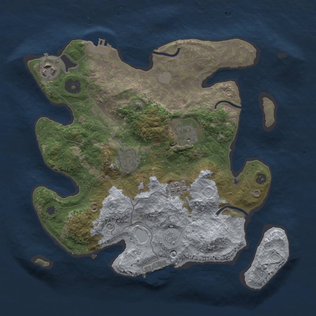 Rust Map: Procedural Map, Size: 3000, Seed: 662532, 11 Monuments