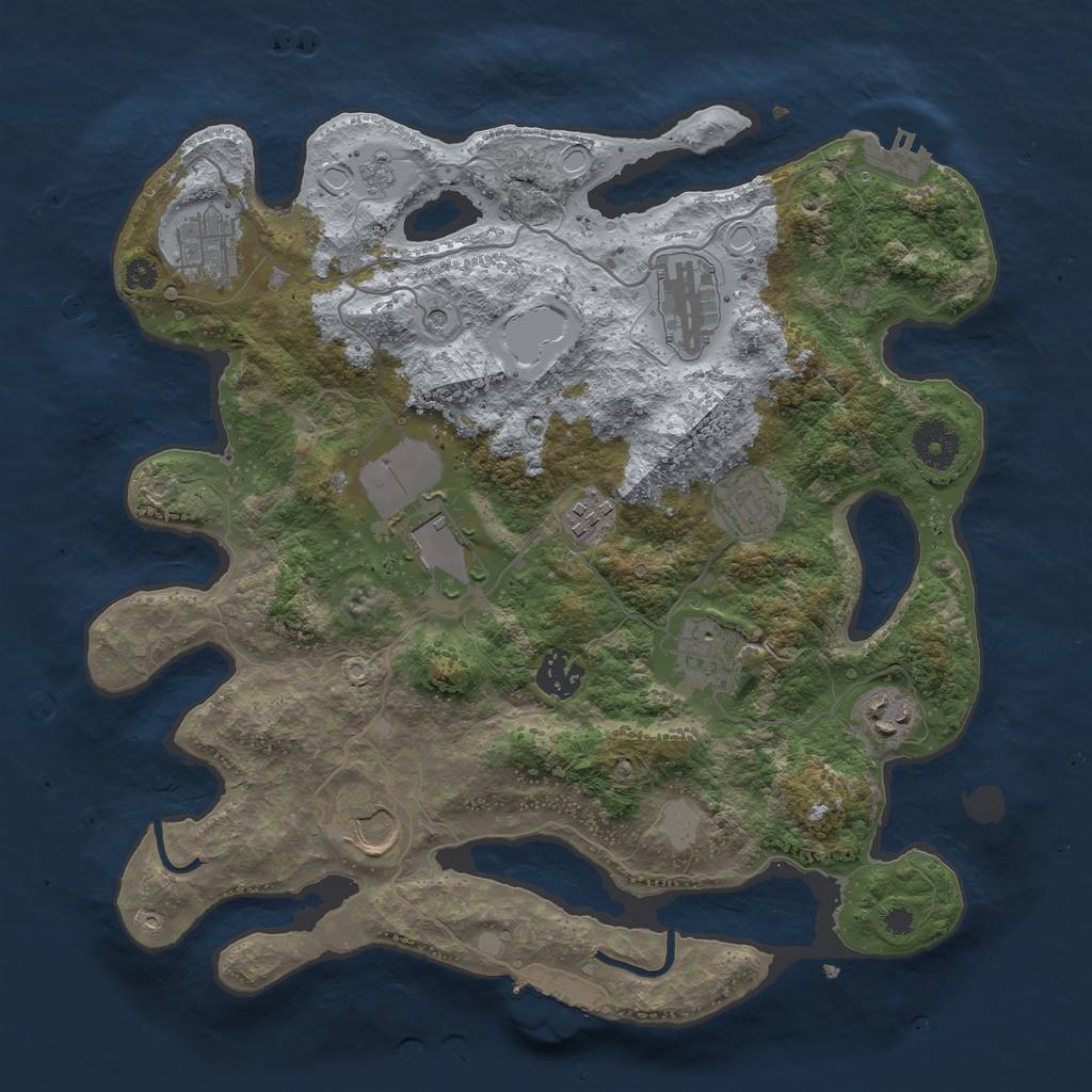 Rust Map: Procedural Map, Size: 3500, Seed: 54477358, 16 Monuments