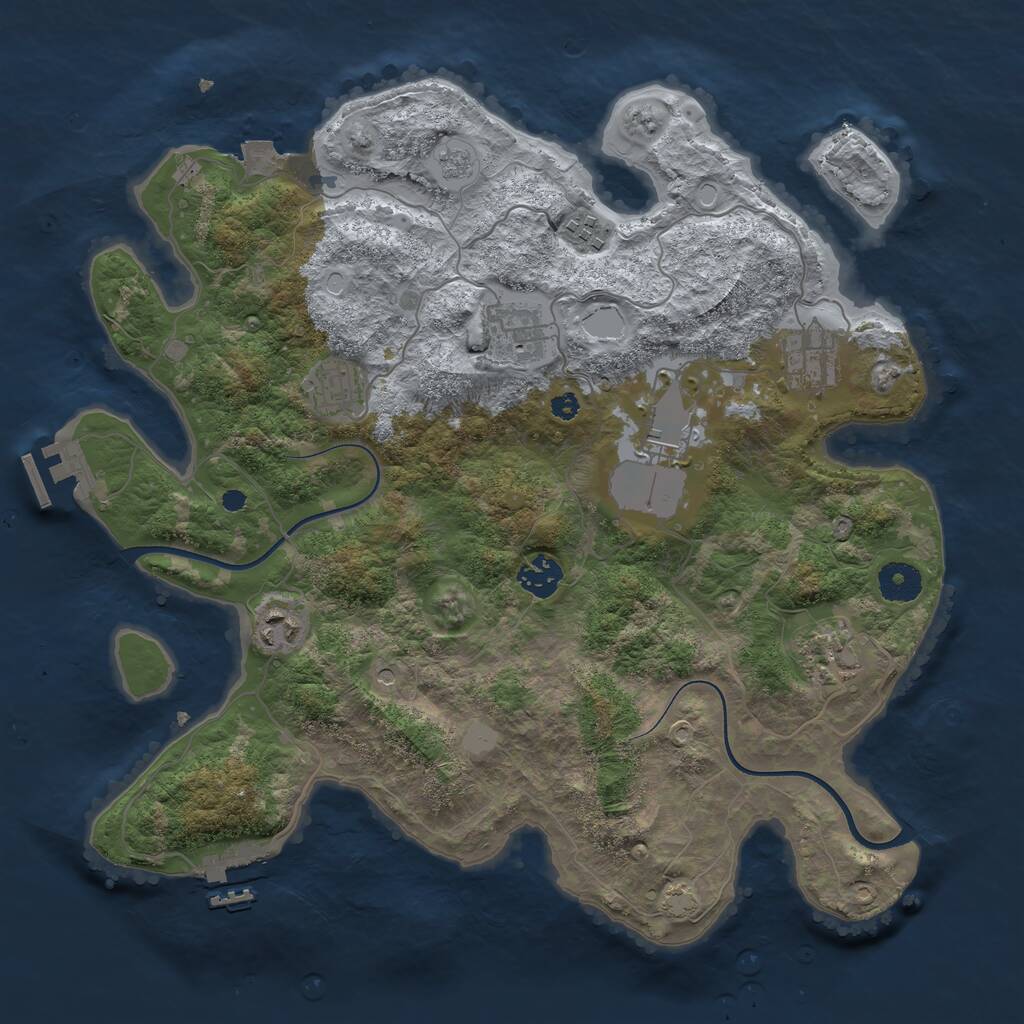 Rust Map: Procedural Map, Size: 3678, Seed: 1007, 14 Monuments