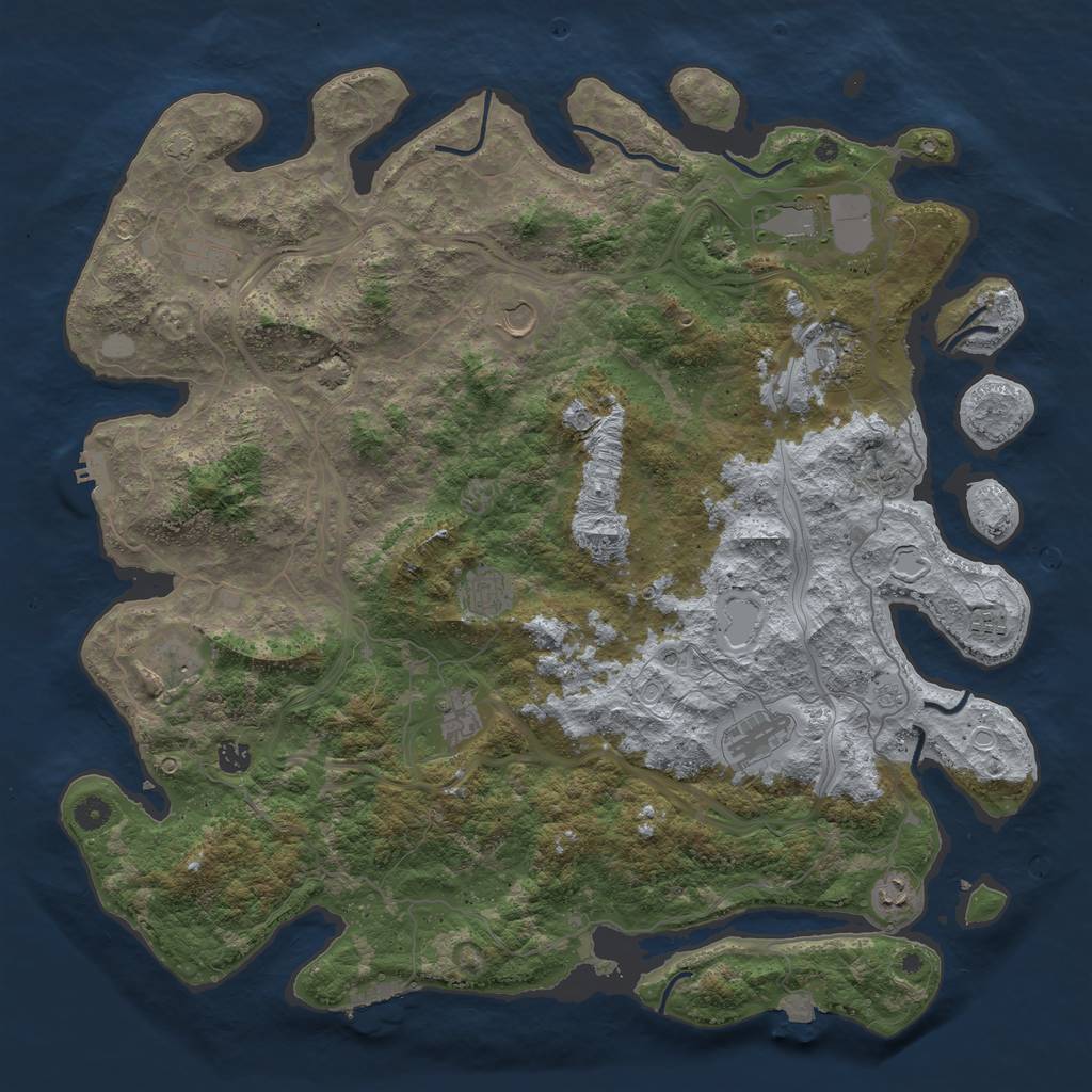 Rust Map: Procedural Map, Size: 4800, Seed: 4, 19 Monuments