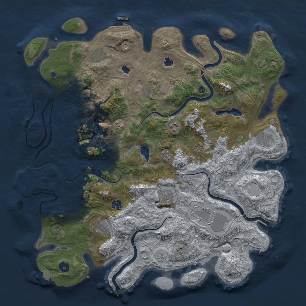 Rust Map: Procedural Map, Size: 4500, Seed: 34977287, 16 Monuments
