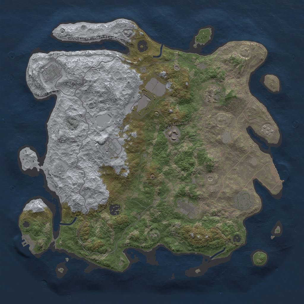 Rust Map: Procedural Map, Size: 4000, Seed: 64641458, 17 Monuments
